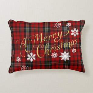 Christmas Plaid Snowflakes Pillow Accent Kussen