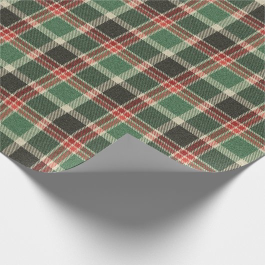 Christmas Plaid Tartan Pattern Cadeaupapier (Hoek)