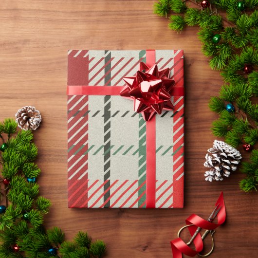 Christmas Plaid Tartan Pattern Cadeaupapier (Feestdagen Geschenken)