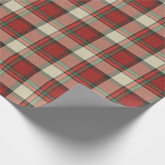 Christmas Plaid Tartan Pattern Cadeaupapier (Hoek)