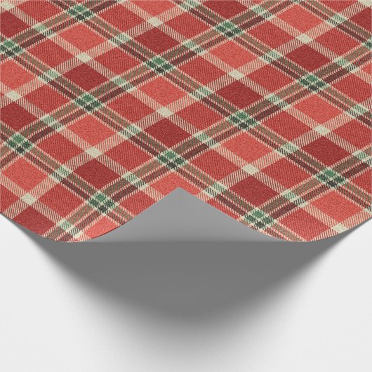 Christmas Plaid Tartan Pattern Cadeaupapier (Hoek)