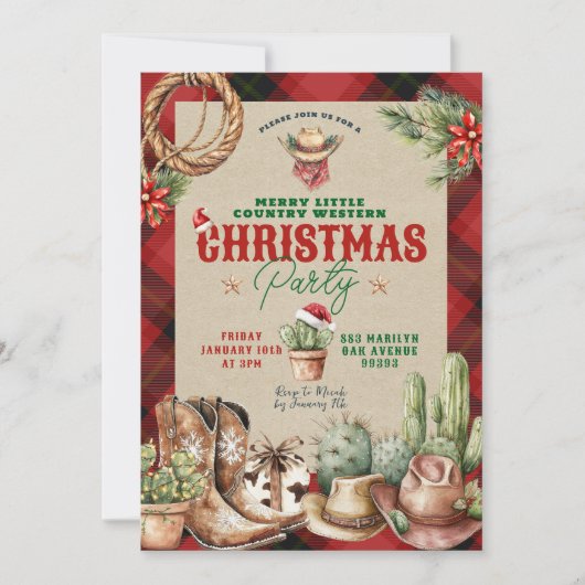 Christmas Plaid Western kerstfeest Kaart (Voorkant)