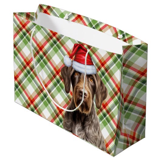 Christmas Plaid Wirehaired Pointer Dog Lover Groot Cadeauzakje (Achterkant Gekanteld)