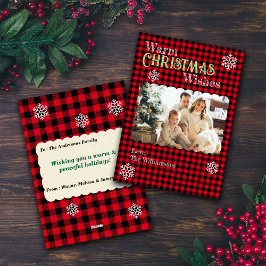 Christmas Plaids Family Custom Photo Holiday Cards Feestdagenkaart