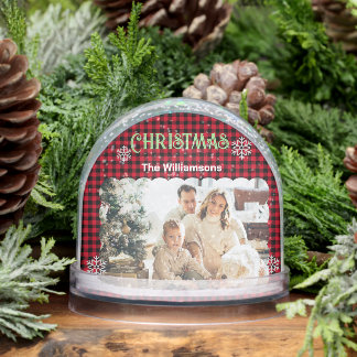 Christmas Plaids Family Gift Custom Photo Sneeuwbol