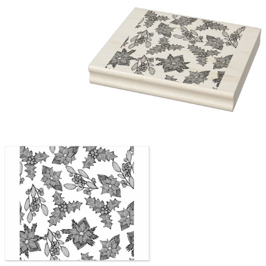 Christmas plants pattern rubberstempel (Gestempeld)