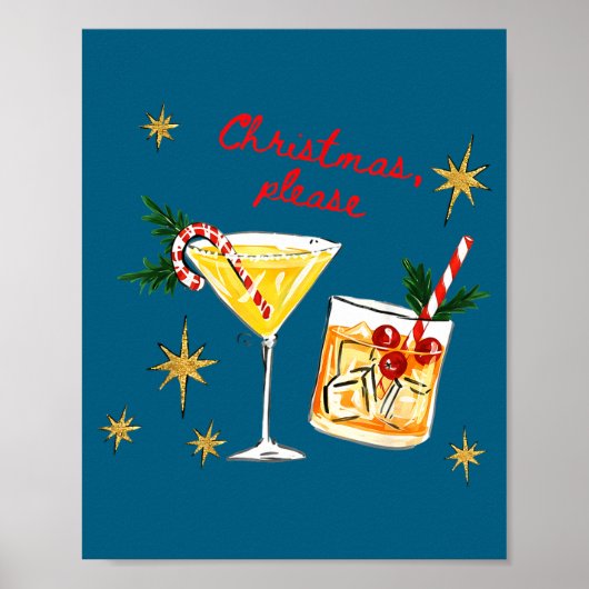 Christmas Please Retro Festive Tail Xmas Holiday D Poster (Voorkant)