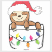 Christmas Pocket Sloth Wenskaart Sticker (Vel)
