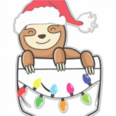 Christmas Pocket Sloth Wenskaart Sticker (Voorkant)