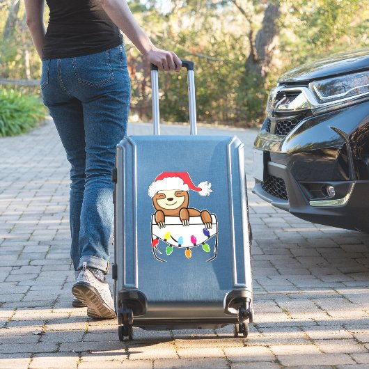 Christmas Pocket Sloth Wenskaart Sticker (Koffer Insitu)