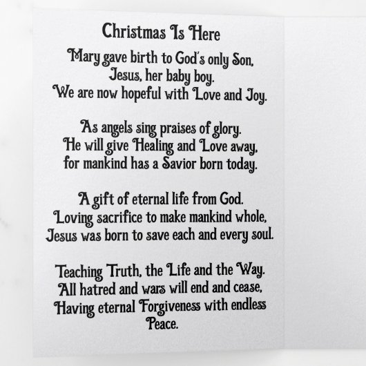 Christmas Poetry Trifold Pamphlet Drieluik Programma (Binnenzijde eerst)