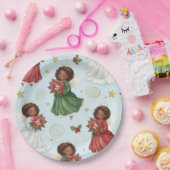 Christmas Poinsettia Angels Papieren Bordje (Feest)