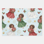 Christmas Poinsettia Angels  Wrapping Paper Sheets (Voorkant 2)