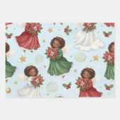 Christmas Poinsettia Angels  Wrapping Paper Sheets (Voorkant)