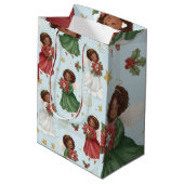Christmas Poinsettia Angels Wrapping Paper Sheets Medium Cadeauzakje (Achterkant Gekanteld)