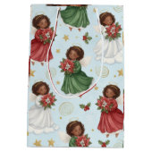 Christmas Poinsettia Angels Wrapping Paper Sheets Medium Cadeauzakje (Achterkant)