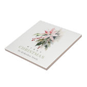 Christmas Poinsettia Berries Foliage Waterverf Tegeltje (Zijkant)