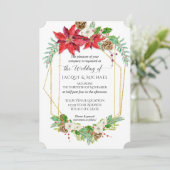 Christmas Poinsettia Bourgogne Gouden Waterverf Kaart (Staand voorkant)