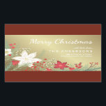 Christmas Poinsettia Faux Gold Foil Retouradres Rechthoekige Sticker<br><div class="desc">Botanische kerst retour adres Stickers. Elegant boeket van handgetekende winterbloemen met berijpte bessen en loof. Gemakkelijk aangepast de achtergrondkleur of creëer uw eigen stijldecoratie voor de kaarten van de vakantiegroet en pakketten. Overeenkomende kaarten,  verzendkosten en accessoires beschikbaar in de winkel.</div>