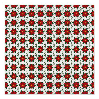 Christmas Poinsettia Floral Pattern | Red Green Perfect Poster