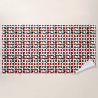 Christmas Poinsettia Floral Pattern | Red Green Strandlaken
