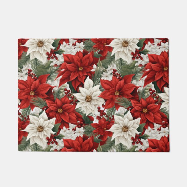 Christmas Poinsettia – Holiday Floral Design Deurmat (Voorkant)
