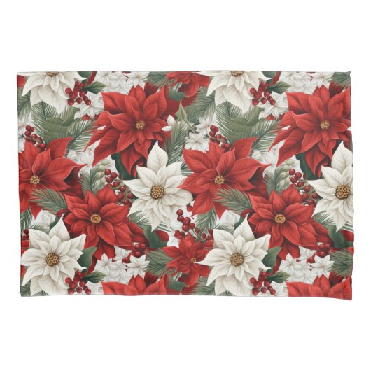 Christmas Poinsettia – Holiday Floral Design Kussensloop (Voorkant)