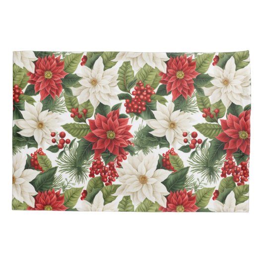 Christmas Poinsettia – Holiday Floral Design Kussensloop (Achterkant)