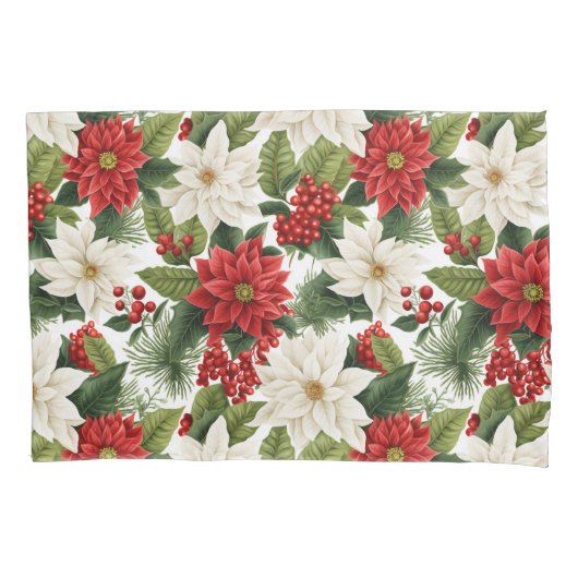 Christmas Poinsettia – Holiday Floral Design Kussensloop (Voorkant)