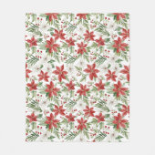 Christmas Poinsettia in Red and White  Fleece Deken (Voorkant)