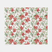 Christmas Poinsettia in Red and White  Fleece Deken (Voorkant (Horizontaal))