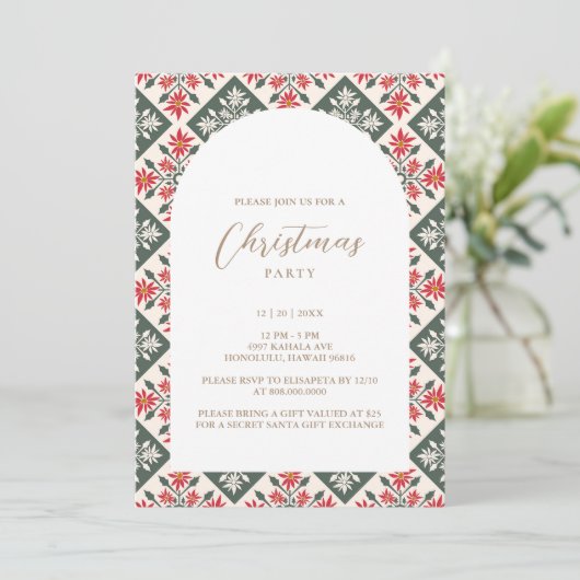 Christmas Poinsettia Kapa Kaart (Staand voorkant)