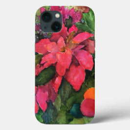 Christmas Poinsettia Originele Waterverf Schilderi Case-Mate iPhone Case