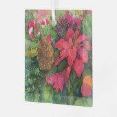 Christmas Poinsettia Originele Waterverf Schilderi Glas Ornament (Voorkant links)