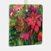 Christmas Poinsettia Originele Waterverf Schilderi Keramisch Ornament (Rechts)
