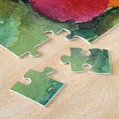 Christmas Poinsettia Originele Waterverf Schilderi Legpuzzel (Zijkant)