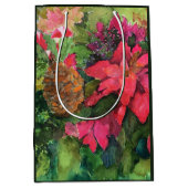 Christmas Poinsettia Originele Waterverf Schilderi Medium Cadeauzakje (Voorkant)