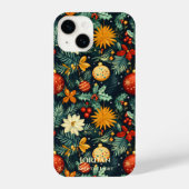 Christmas Poinsettia Ornament Name Art iPhone Hoesje (Achterkant)