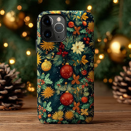 Christmas Poinsettia Ornament Name Art iPhone 14 Hoesje