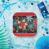 Christmas Poinsettia  Papieren Bordje (Feest)