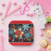 Christmas Poinsettia  Papieren Bordje (Feest)