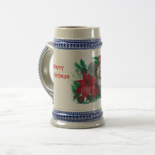 Christmas Poinsettia Puppy Ontworpen Mok Stein