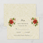 Christmas Poinsettia RSVP Uitnodiging Invoegen (Voorkant / Achterkant)