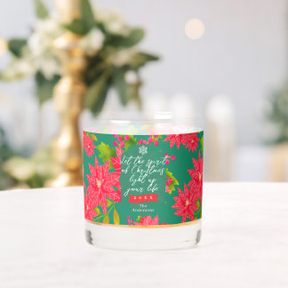 Christmas Poinsettia Teal Whisky Glas