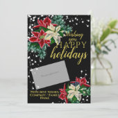 Christmas Poinsettia Zwart Cadeau Kaart Houder (Staand voorkant)