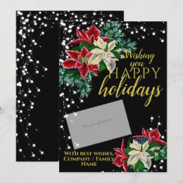 Christmas Poinsettia Zwart Cadeau Kaart Houder