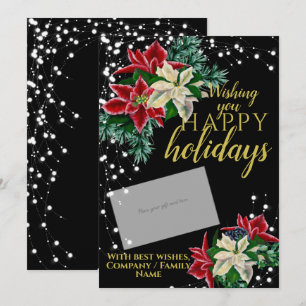 Christmas Poinsettia Zwart Cadeau Kaart Houder
