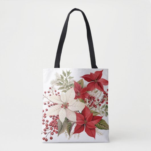 Christmas Poinsettias Canvas tas (Voorkant)