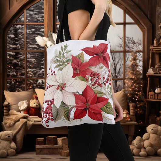 Christmas Poinsettias Canvas tas