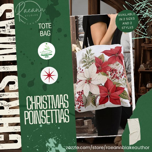 Christmas Poinsettias Canvas tas